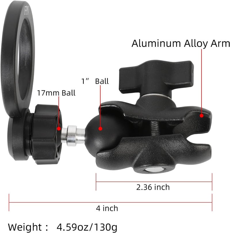 FPN Magnetic Phone Holder Base for RAM Mounts, 1" (25mm) Ball Mount with Short Aluminum Alloy B Size Double Socket Arm, Compatible with Magsafe iPhone 17/16/15/14/13/12 Series - Image 5